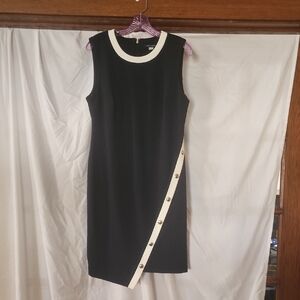Tommy Hilfiger Black and Cream Asymmetrical Dress